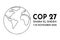 UN Climate Change Conference 2022 UNFCCC COP 27 vector banner design with planet outline color icon. International