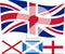 Un United Kingdom - The Union Jack flag above the Irish, Scottish and English Flags & a Question Mark over the top