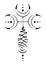 Unalome crescent moon symbol, triple goddess sign representing path to enlightenment. Black Hand drawn Yantras icon. Tattoo