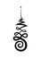 Unalome symbol, Hindu or Buddhist sign representing path to enlightenment. Yantras Tattoo icon. Simple black and white ink drawing