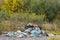 The unauthorized dump of garbage among the wild nature