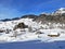 Unbelievably beautiful winter atmosphere on the pastures and hills of the Swiss Alps in the Obertoggenburg region, Unterwasser