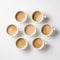 Uncanny Combinations: A Square Of Six White Coffee Cups