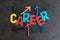 Uncertain career path opportunities concept by colorful wooden a