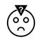 Uncertainty, emoji, solution icon. Black vector design