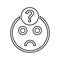 Uncertainty, emoji, solution icon. Outline vector design