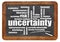 Uncertainty and risk word cloud on blackboard