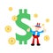 Uncle sam America man and money dollar cartoon doodle flat design vector illustration