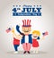 Uncle sam cartoon with kids, happy 4th of july Independence day