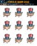 Uncle Sam Emoji - Expression Set from Silly to Furious - Index Finger Up