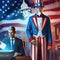 Uncle Sam in front of a ballot box with a ballot digital art