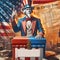 Uncle Sam in front of a ballot box with a ballot digital art