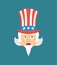 Uncle Sam happy emoji. Man merry emotions. Uncle Sam Joyful. Vector illustration
