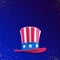 Uncle Sam hat, 4 of July celebration background. Happy Independence Day, Happy Presidents Day