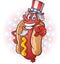 Uncle Sam Hot Dog Cartoon on July Fourth