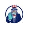 Uncle Sam Wearing Mask Stop Hand Signal Mascot