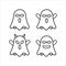 Uncolored cute ghost emoticon pack vol.1. Flat Character Expression. Vector illustration collection. Black and white color