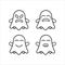 Uncolored cute ghost emoticon pack vol.2. Flat Character Expression. Vector illustration collection. Black and white color
