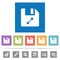 Uncompress file flat white icons in square backgrounds