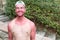 Unconscious sunburned man with horrible skin irritation