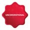 Unconventional misty rose red starburst sticker button