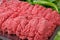 Uncooked ground beef steak