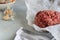 Uncooked ground meat, Homemade minced beef