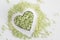 Uncooked Jade Pearl Rice in a Heart Shape