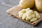 Uncooked potato gnocchi gray stone