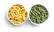 Uncooked spinach gemelli pasta