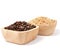 Uncooked thai black rice in a wooden bowls