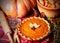 Uncut Homemade Pumpkin Pie