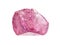 uncut pink spinel crystal isolated on white