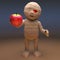 Undead Egyptian mummy monster eating an apple, 3d illustration