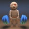 Undead Egyptian mummy monster lifting weights in the desert, 3d illustration