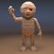 Undead Egyptian mummy monster waving a cursed hello, 3d illustration