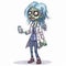 Undead Medic: Cartoon Zombie Doctor Character on White Background, Generative AI