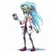 Undead Medic: Cartoon Zombie Doctor Character on White Background, Generative AI