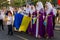 Undefined people in a traditional arabian clothing during festival