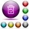 Undelete icon in glass sphere buttons