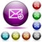 Undelete mail icon in glass sphere buttons