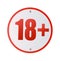 Under 18 years prohibition sign. adults only. Number eighteen in red crossed circle. symbols isolated on white