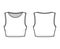 Under bust crop top technical fashion illustration with slim fit, crew neckline cotton-jersey tank. Flat camisole