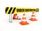 Under construction barrier with cones