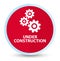 Under construction (gears icon) flat prime red round button