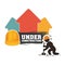 under construction man builder helmet hammer brick