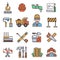 Under construction outline icons engineering architecture equipment graphic tool vector illustration.