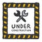 Under construction signs in cartoon style