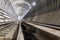 Under construction subway tunnel of reinforced concrete tubes