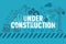 Under construction web page banner concept with thin line flat design